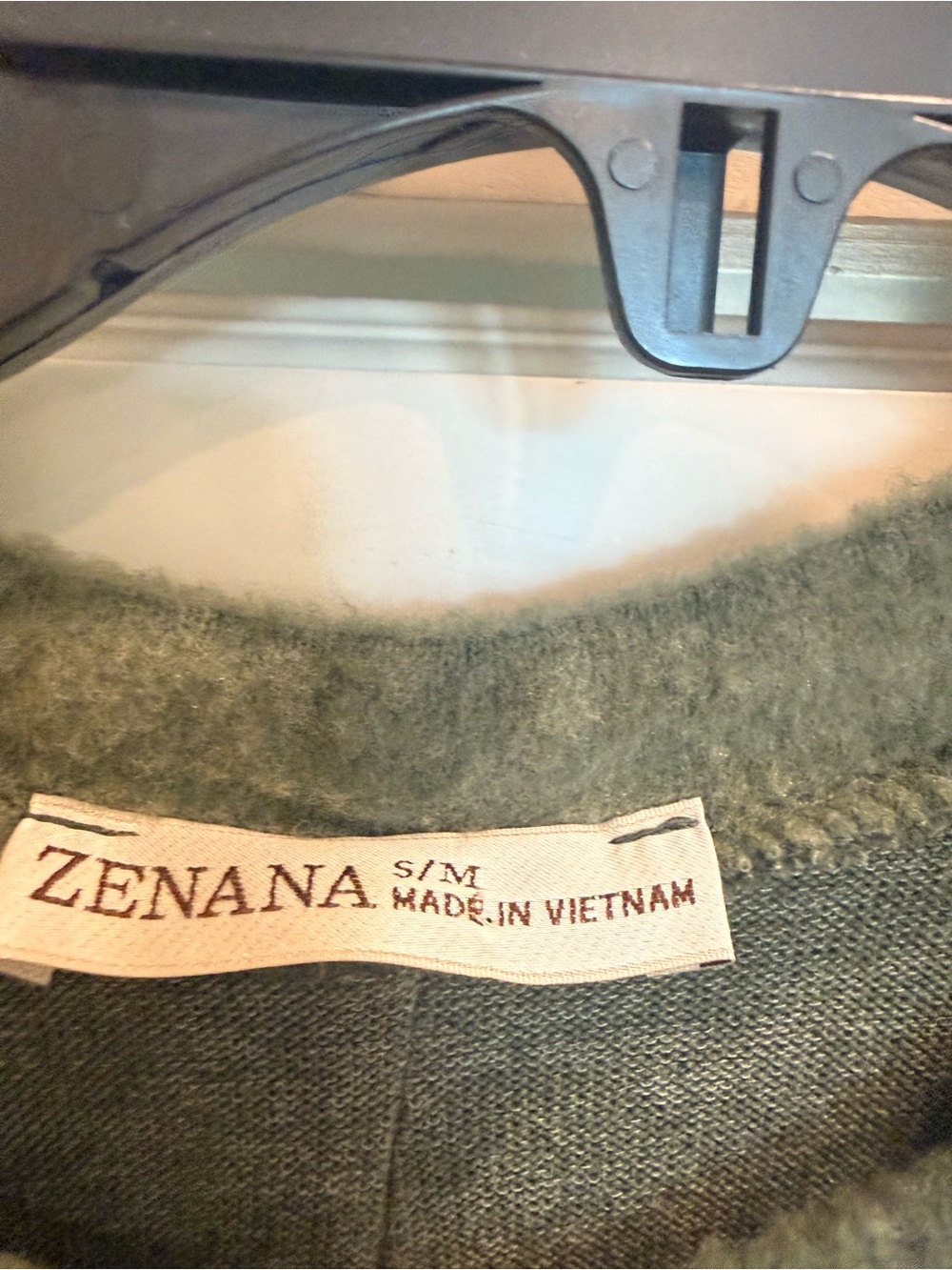 Zenana Outfitters Olive Green Crewneck Sweater with Pocket - Picture 3 of 4